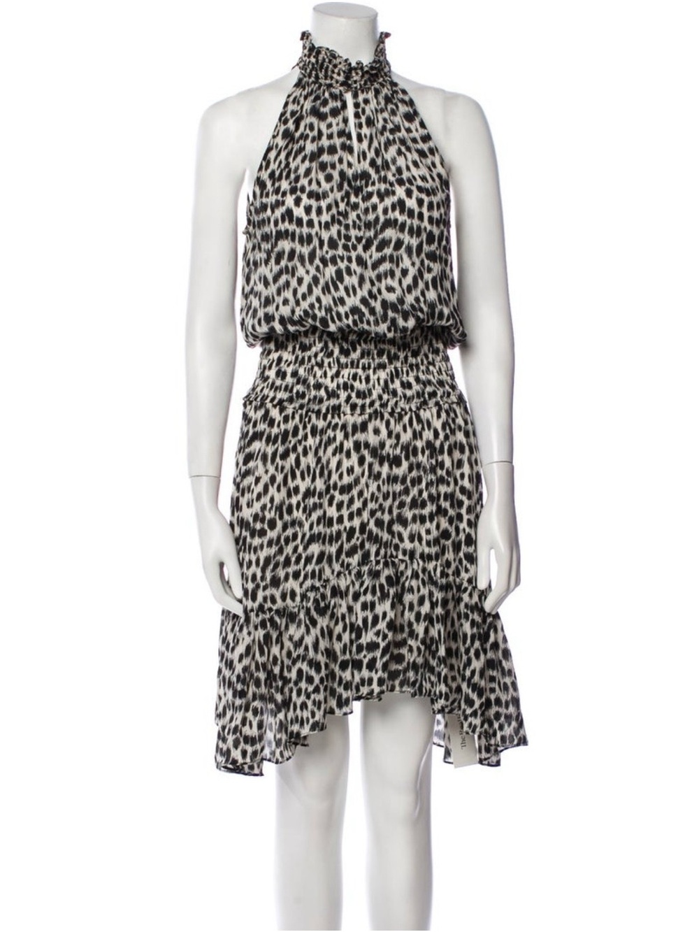 A.L.C. Black and White Halter High-Low Animal Print Dress